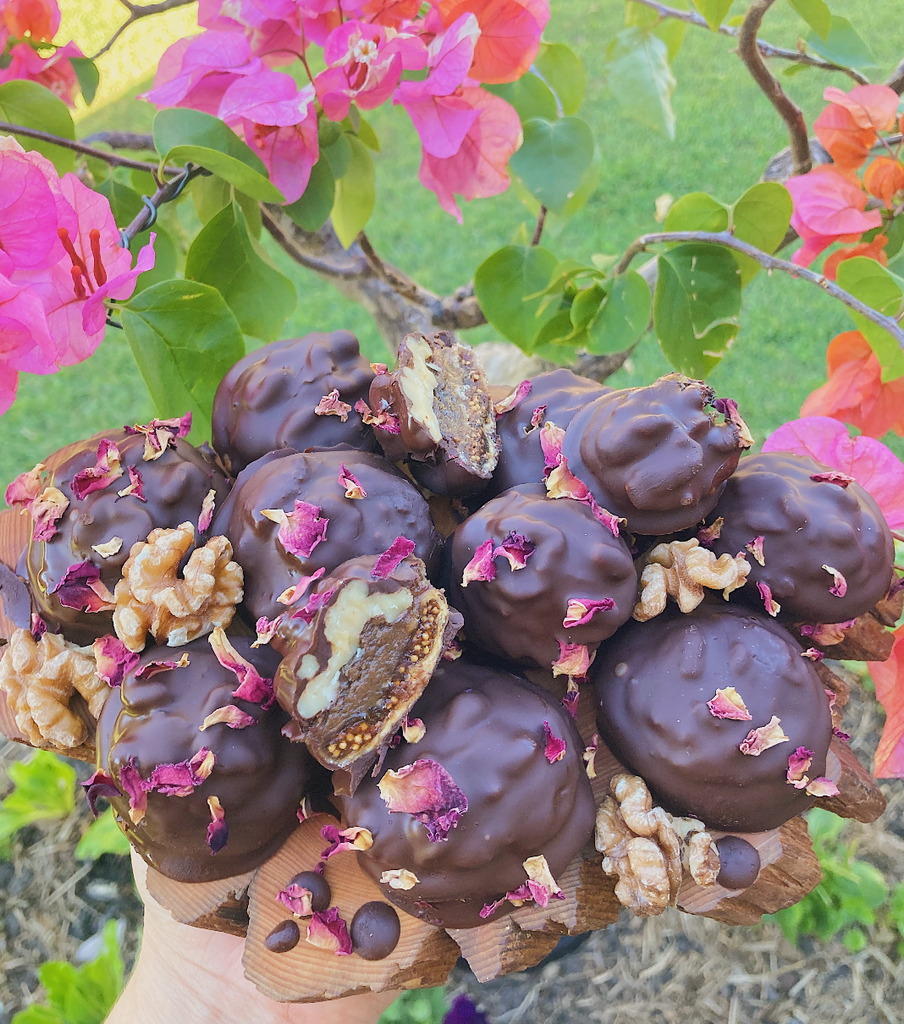 RECIPE: Rose-Fig-Walnut Chocolates by model and author Abigail O'Neill